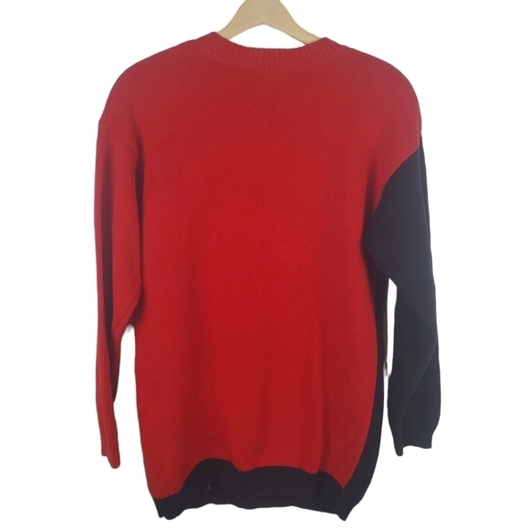 Vintage Picone Sport Sweater Womens Small Red‎ Black Plaid Tunic Shoulder Pads - Picture 2 of 8